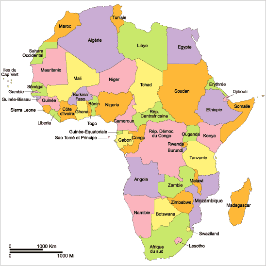 la carte de l’Afrique, crédit photo:mesexercises.com 